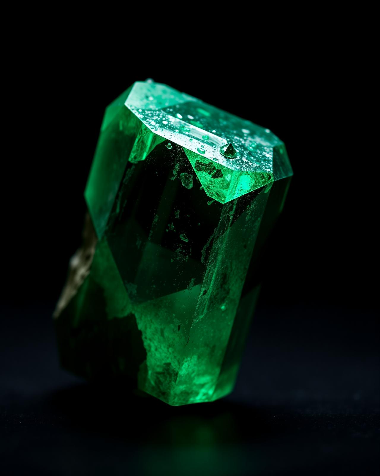 Raw Colombian emerald crystal showing depth of color and natural character
